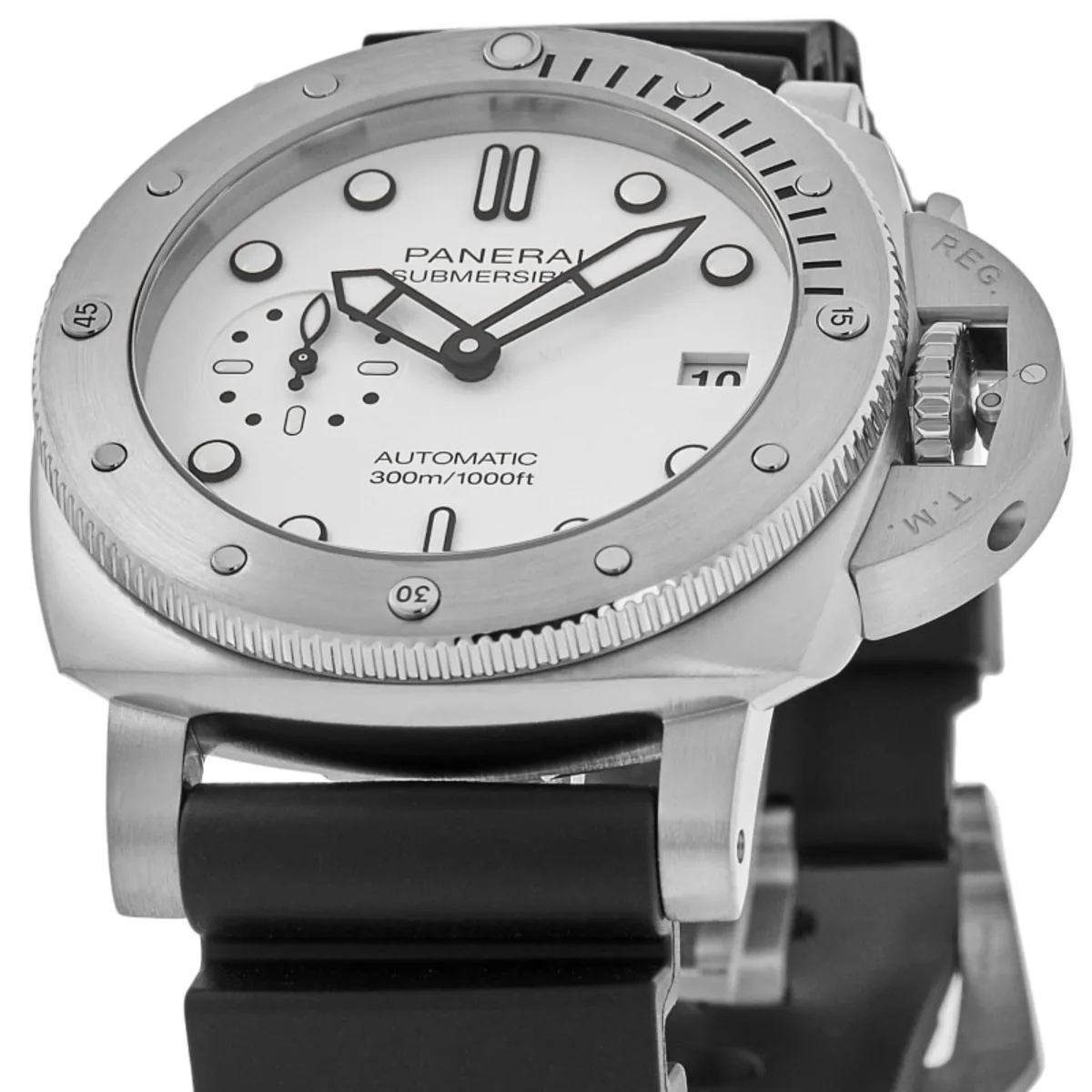 Submersible Bianco White Full Lume Dial Rubber Strap Men's Watch PAM02223 - Image 2