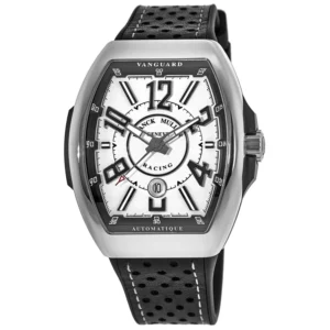 Vanguard Racing Automatic White Dial Rubber & Leather Strap Men's Watch V 45 SC DT RCG AC (NR)