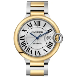 Ballon Bleu de Cartier Automatic Silver Dial 18K Yellow Gold Bezel Steel Men's Watch W2BB0039