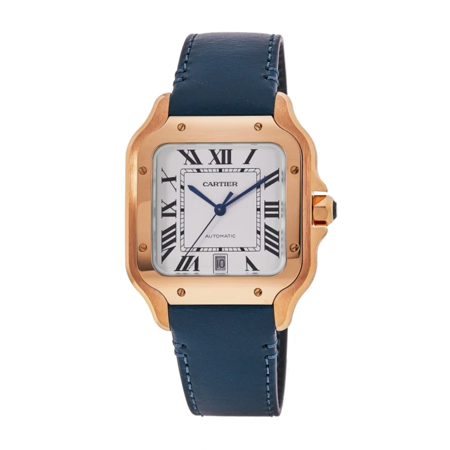 Santos De Cartier Large Automatic Silver Dial Grey Leather Strap Men's Watch WGSA0019 - Image 2
