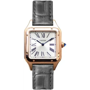 Santos Dumont Rose Gold Grey Leather Men's Watch WGSA0021