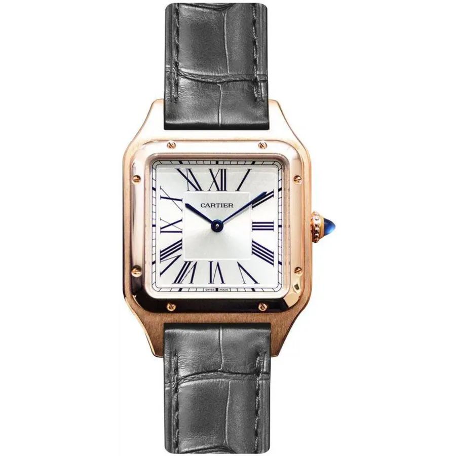 Santos Dumont Rose Gold Grey Leather Men's Watch WGSA0021