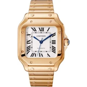 Santos De Cartier White Dial Rose Gold Men's Watch WGSA0031