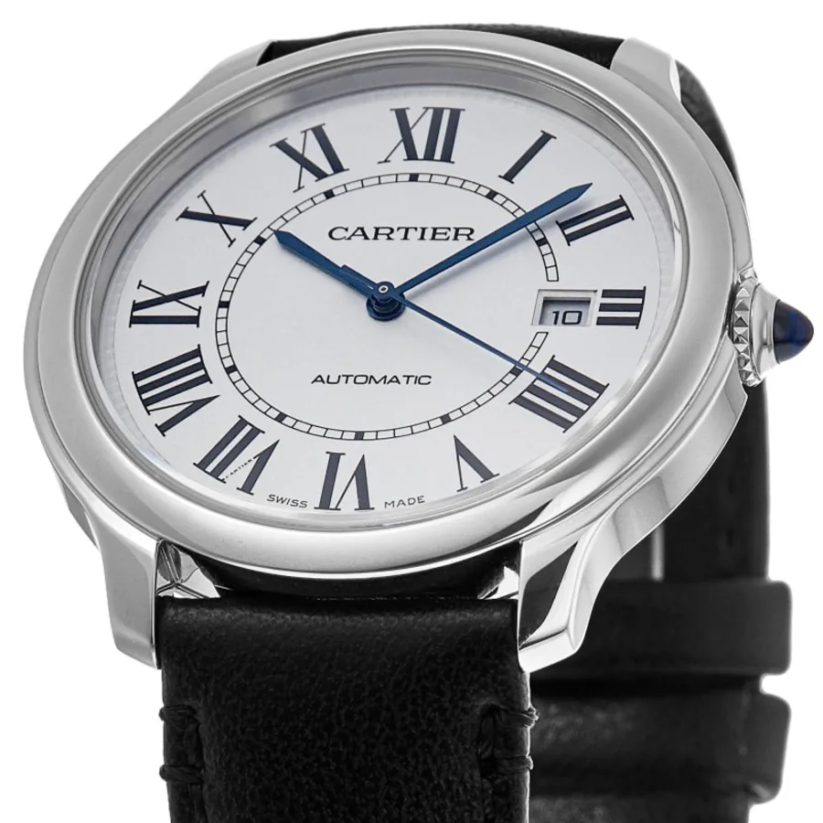 Ronde Must De Cartier Silver Dial Leather Strap Men's Watch WSRN0032 - Image 2