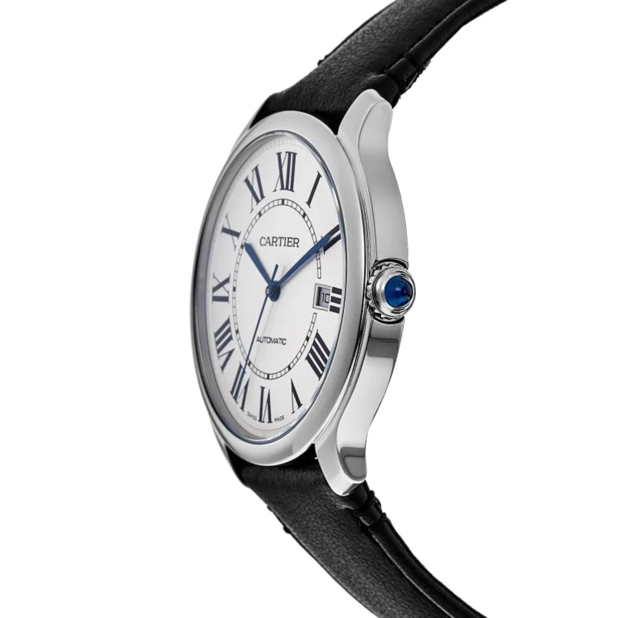 Ronde Must De Cartier Silver Dial Leather Strap Men's Watch WSRN0032 - Image 3
