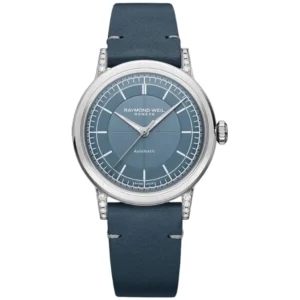 Millesime Automatic Blue Dial Diamond Leather Strap Women's Watch 2125-SCS-50011