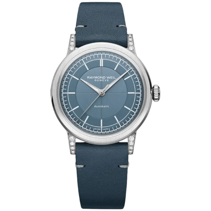 Millesime Automatic Blue Dial Diamond Leather Strap Women's Watch 2125-SCS-50011