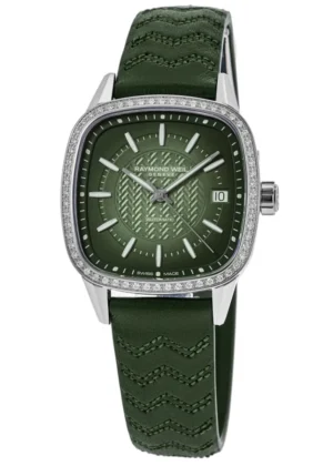 Freelancer Automatic Green Dial Diamond Bezel Leather Strap Women's Watch 2490-SCS-52051