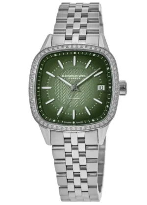 Freelancer Automatic Green Dial Diamond Bezel Steel Women's Watch 2490-STS-52051