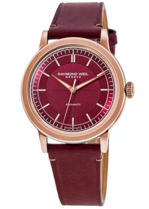 Millesime Automatic Red Grape Dial Leather Strap Men's Watch 2925-PC5-45001