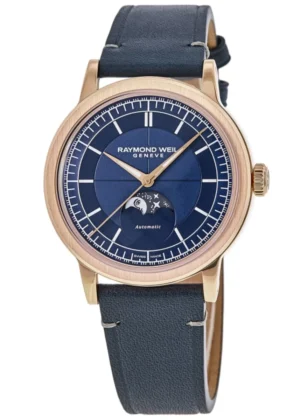 Millesime Automatic Moon Phase Blue Dial Leather Strap Men's Watch 2945-PC5-50001