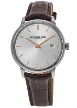 Toccata Classic 39 mm Quartz Silver Dial Brown Leather Strap Men's Watch 5485-SL5-65001