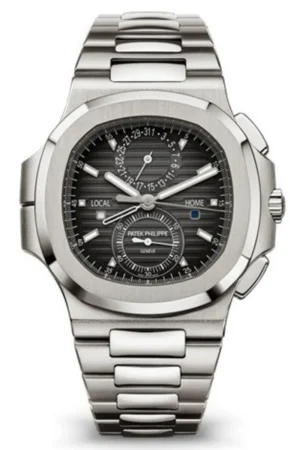Nautilus Travel Time Chronograph Black Gradated Dial Stainless Steel Men's Watch 5990/1A-001
