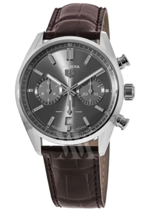 Carrera Chronograph Automatic Grey Dial Leather Strap Men's Watch CBN2012.FC6483