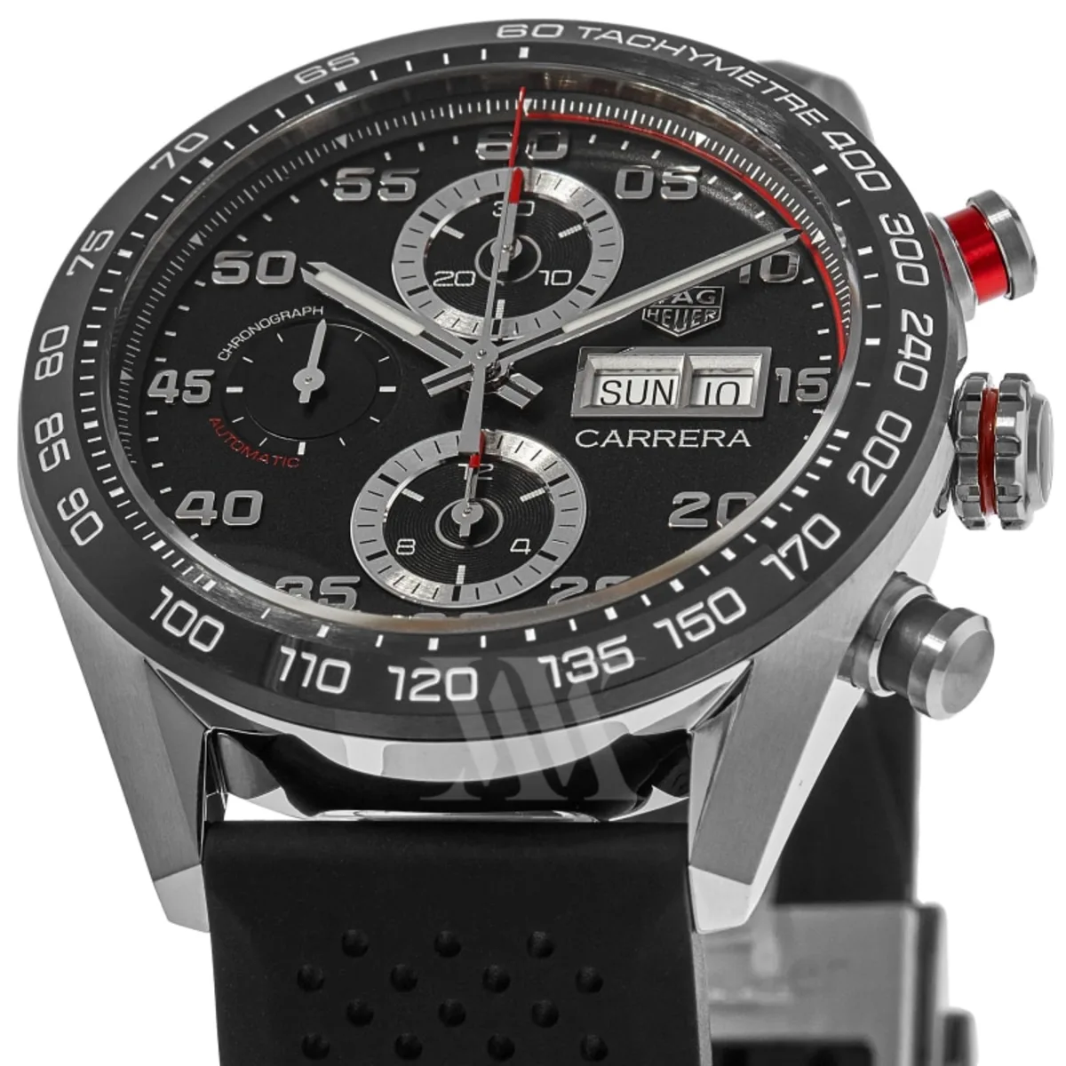 Carrera Chronograph Day-Date Automatic Black Dial Rubber Strap Men's Watch CBN2A1AA.FT6228 - Image 2