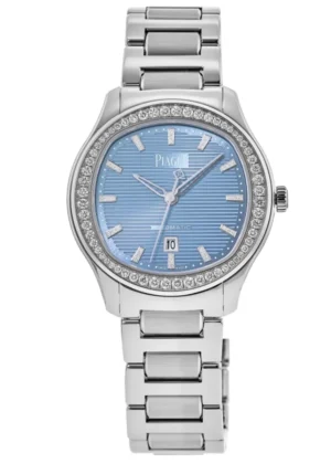 Polo Date Automatic Blue Dial Diamond Bezel Steel Women's Watch G0A47027