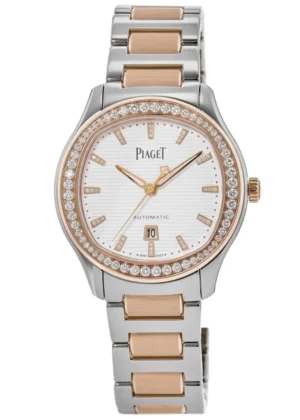 Polo Date 18kt Rose Gold & Steel Diamond Bezel Women's Watch G0A48026