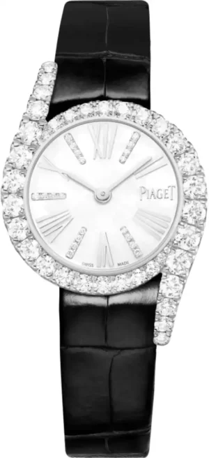 Limelight Gala Precious Diamond Mother of Pearl 18k White Gold Leather Strap Women's Watch G0A50160