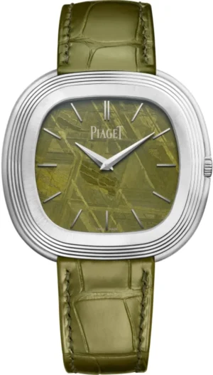 Andy Warhol Automatic Green 18k Dial White Gold Leather Strap Men's Watch G0A50241