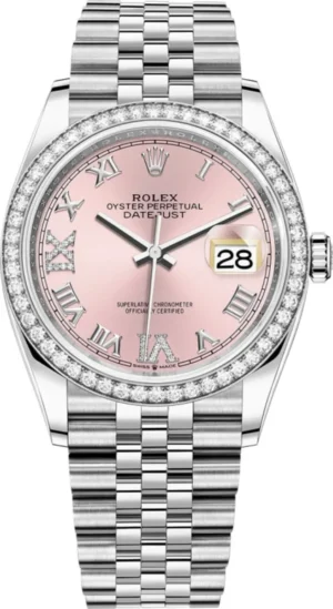 Datejust 36 White Gold & Diamonds Pink Pave Roman Dial Women's Watch M126284RBR-0023