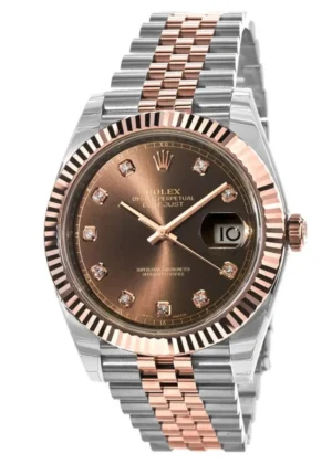 Datejust 41 Steel and Everose Gold Chocolate Dial Diamond Men's Watch M126331-0004