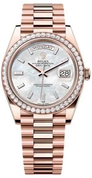Day-Date 40 Mother of Pearl Diamond Dial 18k Rose Gold Men's Watch M228345RBR-0026