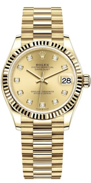Datejust 31 Yellow Gold Champagne Diamond Dial Women's Watch M278278-0009