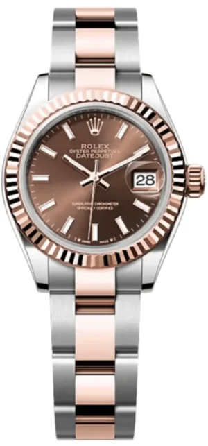 Lady-Datejust 28 Steel and Everose Gold Automatic Chocolate Dial Women's Watch M279171-0018