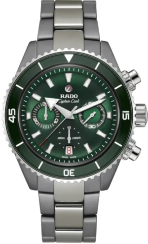 Captain Cook High-Tech Ceramic Automatic Chronograph Green Dial Men's Watch R32189313