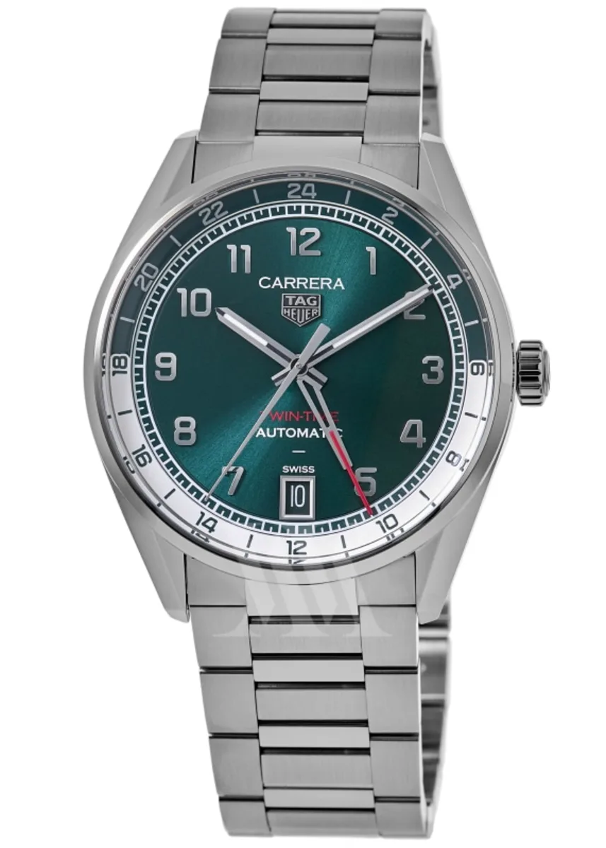 Carrera Date Twin-Time Automatic Green Dial Stainless Steel Men's Watch WDA2114.BA0043