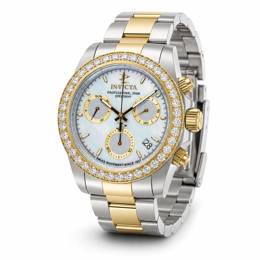 Invicta Elite Speedway Ascent Prestige 4.0 CT Certified LG Diamond Edition Swiss Ronda Z60 Caliber Men's Watch w/ Mother of Pearl Dial - 42mm, Gold, Steel (51103)