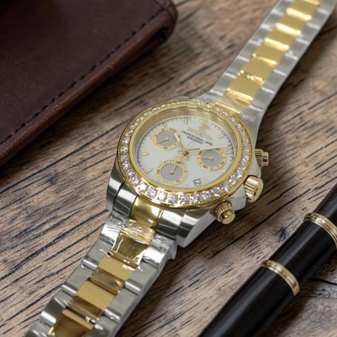 Invicta Elite Speedway Ascent Prestige 4.0 CT Certified LG Diamond Edition Swiss Ronda Z60 Caliber Men's Watch w/ Mother of Pearl Dial - 42mm, Gold, Steel (51103) - Image 2