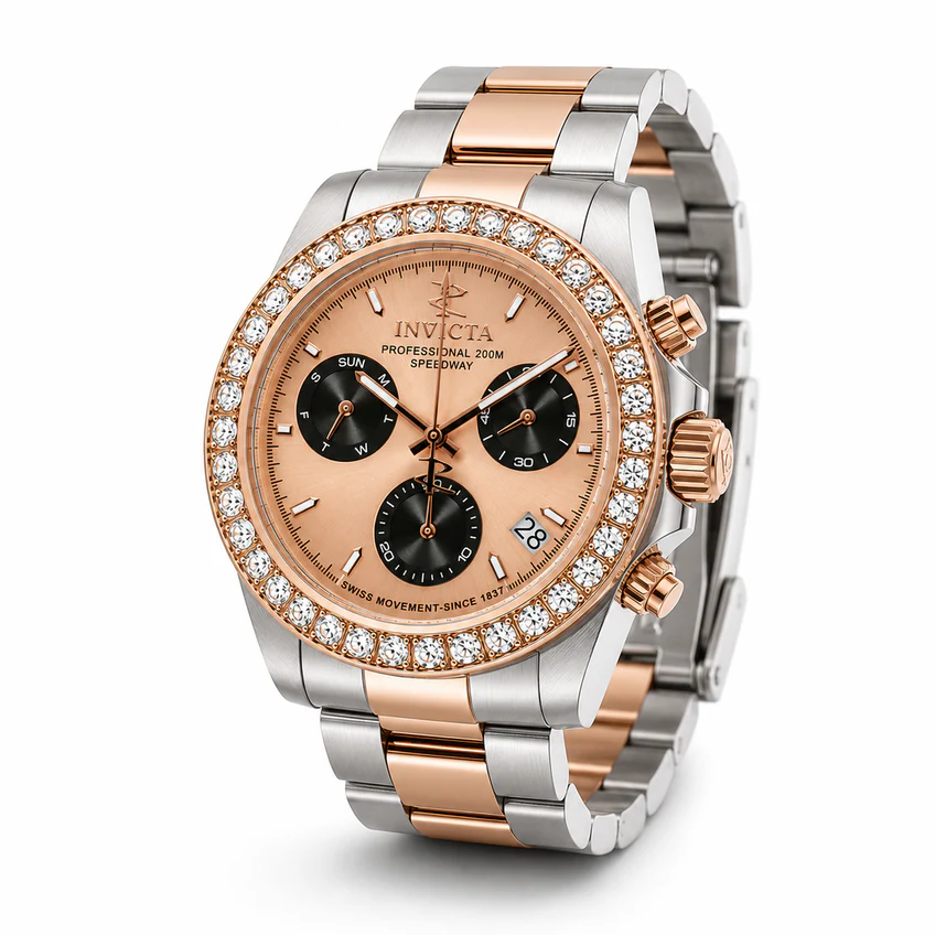 Invicta Elite Speedway Ascent Prestige 4.0 CT Certified LG Diamond Edition Swiss Ronda Z60 Caliber Men's Watch - 42mm, Rose Gold, Steel (51104)