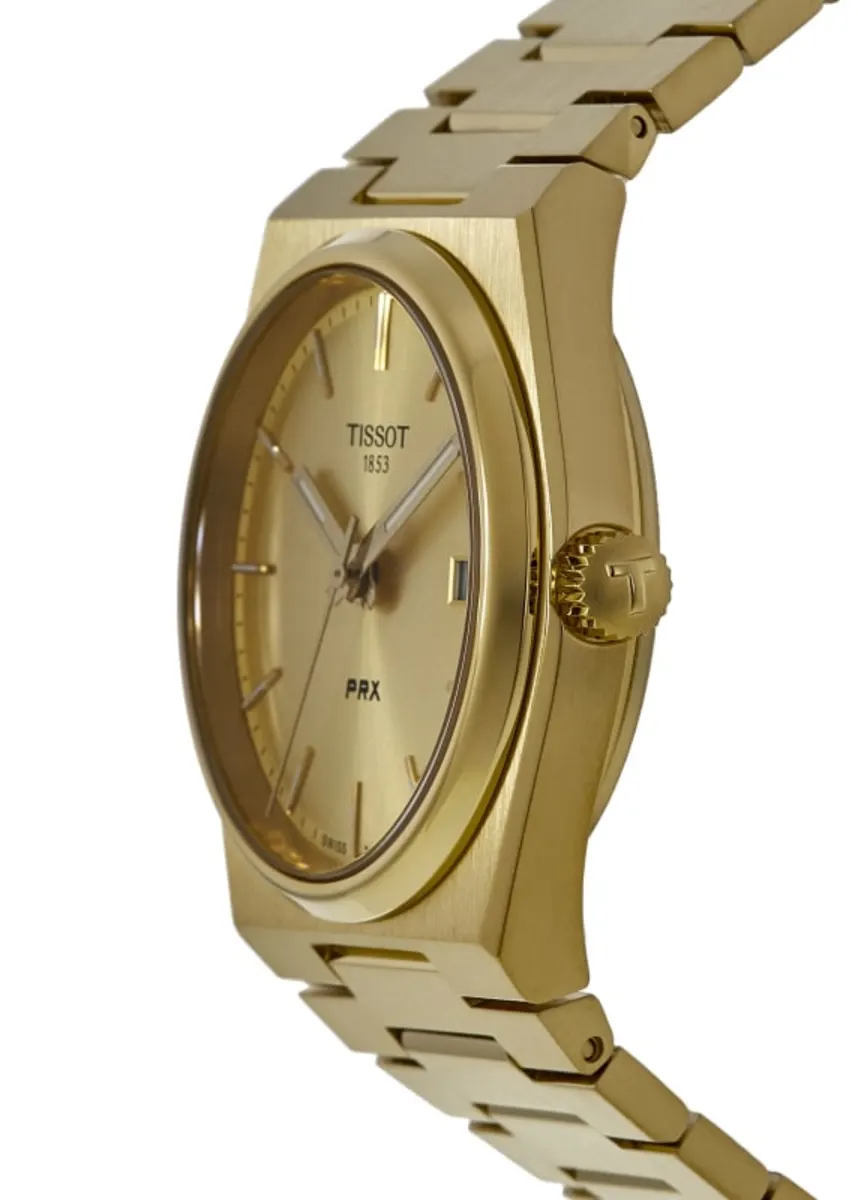 PRX Quartz 35mm Champagne Dial Yellow Gold PVD Steel Unisex Watch T137.210.33.021.00 - Image 3