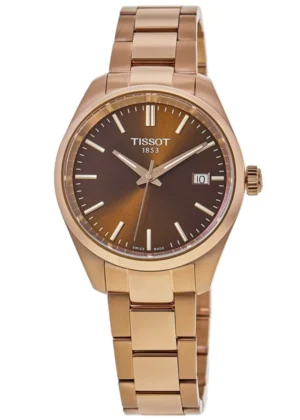 PR100 Brown Dial Rose Gold PVD Steel Women's Watch T150.210.33.291.00