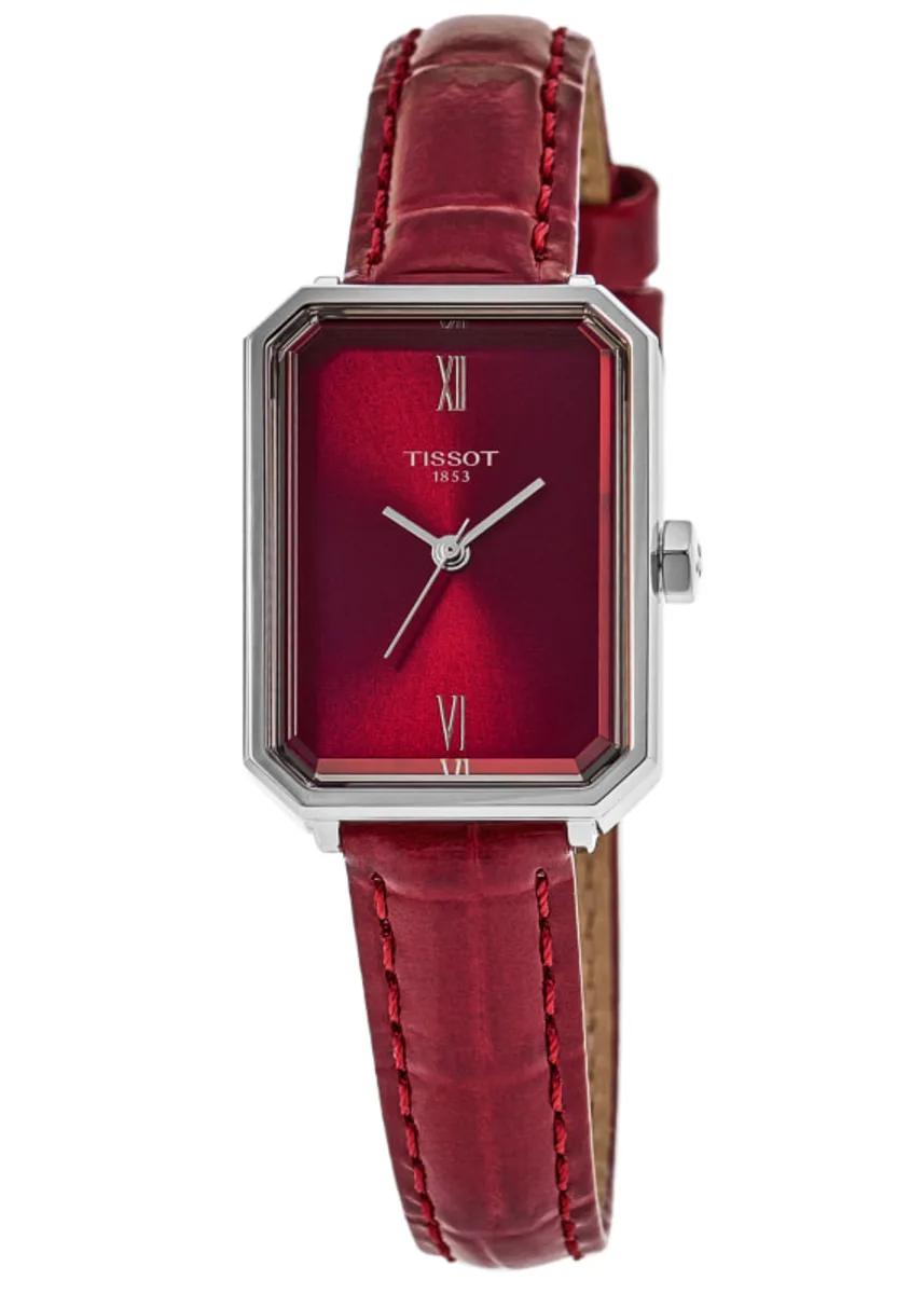 SRV 30mm Red Dial Leather Strap Women's Watch T160.110.16.423.00