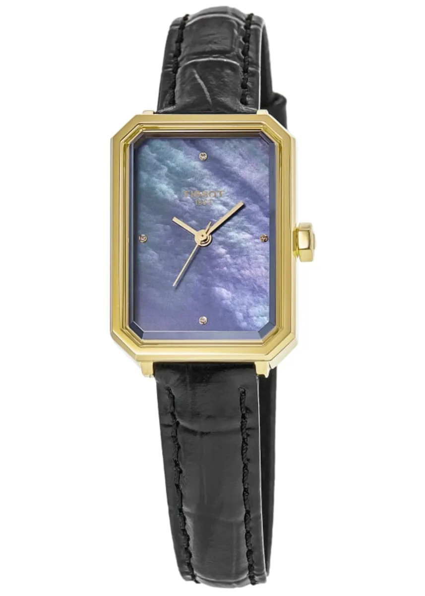 SRV Black Mother of Pearl Dial Leather Strap Women's Watch T160.110.36.126.00